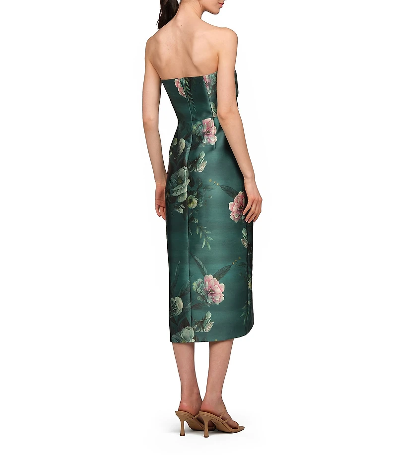Kay Unger Amelie Printed Mikado Strapless Dress
