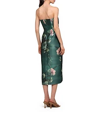 Kay Unger Amelie Printed Mikado Strapless Dress