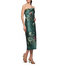 Kay Unger Amelie Printed Mikado Strapless Dress