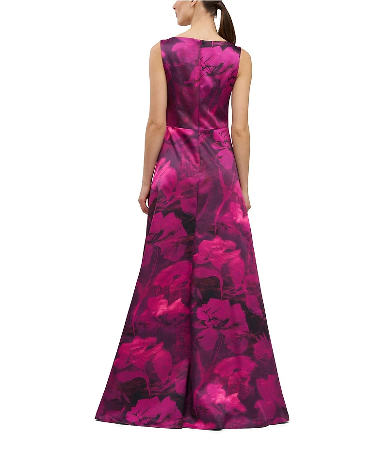 Kay Unger Cecilia Floral Satin A Line Gown