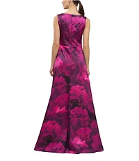 Kay Unger Cecilia Floral Satin A Line Gown