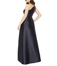 Kay Unger Dianna Autumn Bouqet One Shoulder Mikado A-Line Gown
