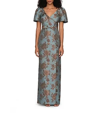 Kay Unger Esmerelda Floral Jacquard Column Gown