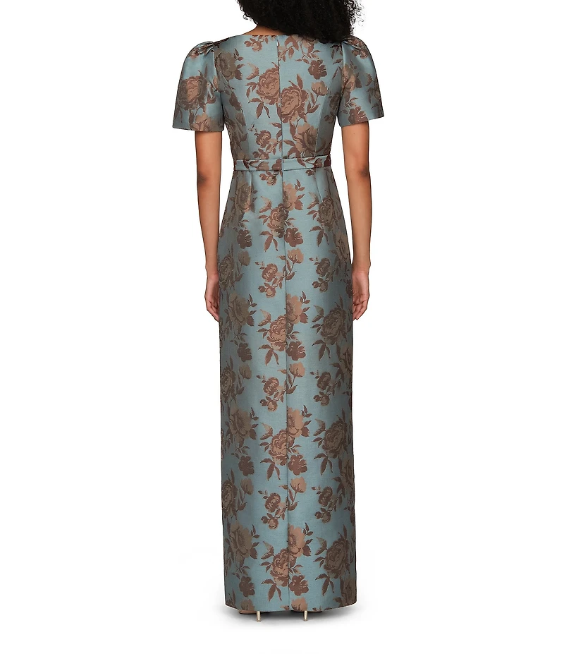 Kay Unger Esmerelda Floral Jacquard Column Gown
