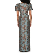 Kay Unger Esmerelda Floral Jacquard Column Gown