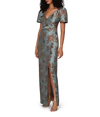 Kay Unger Esmerelda Floral Jacquard Column Gown