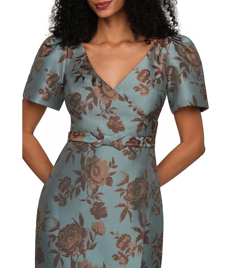 Kay Unger Esmerelda Floral Jacquard Column Gown
