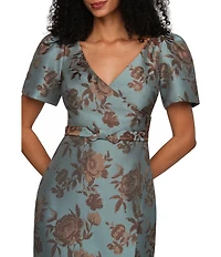 Kay Unger Esmerelda Floral Jacquard Column Gown