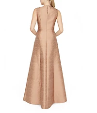 Kay Unger Gabriella Textured Jacquard Keyhole Neckline A-Line Gown