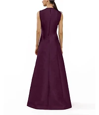 Kay Unger Gabriella Textured Jacquard Keyhole Neckline A-Line Gown