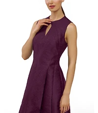 Kay Unger Gabriella Textured Jacquard Keyhole Neckline A-Line Gown