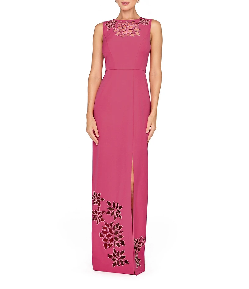 Kay Unger Isobel Laser Cut Crepe Column Gown