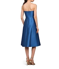 Kay Unger Livia Mikado Strapless A Line Midi Dress