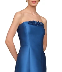Kay Unger Livia Mikado Strapless A Line Midi Dress