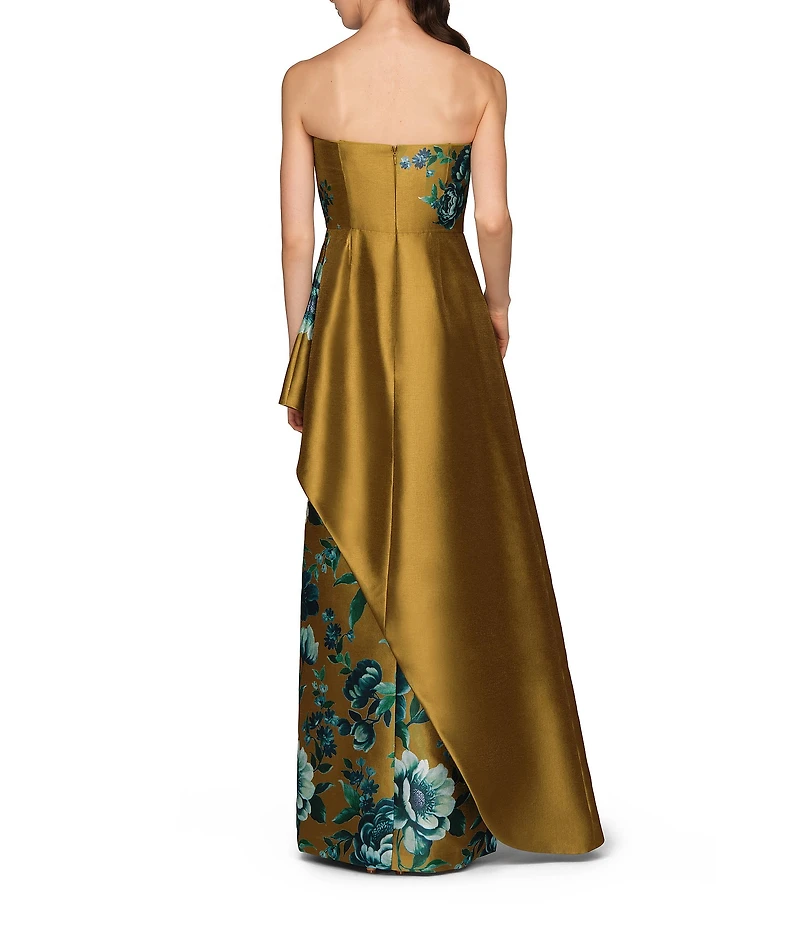 Kay Unger Metallic Organza Strapless Overlay Gown
