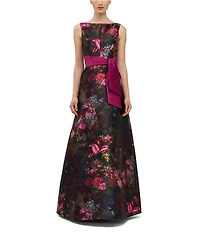 Kay Unger Nicoletta Floral Boat Neck A line Gown