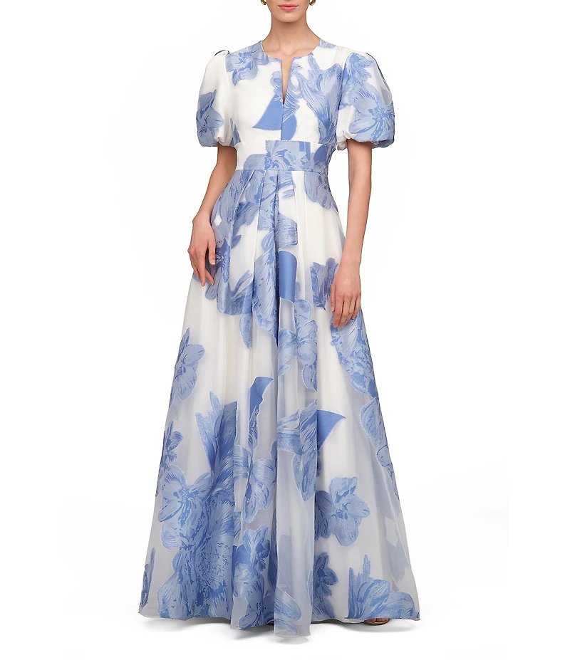 Kay Unger Olena Floral Organza Gown