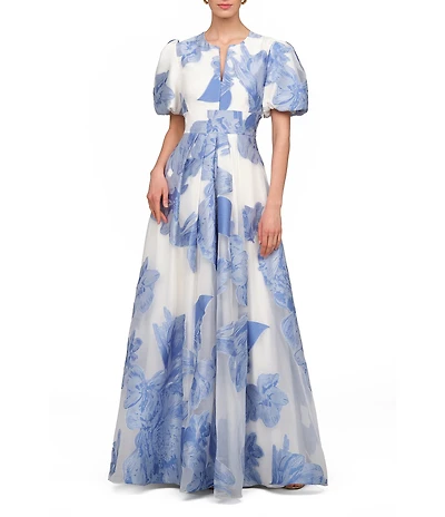 Kay Unger Olena Floral Organza Gown