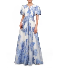 Kay Unger Olena Floral Organza Gown