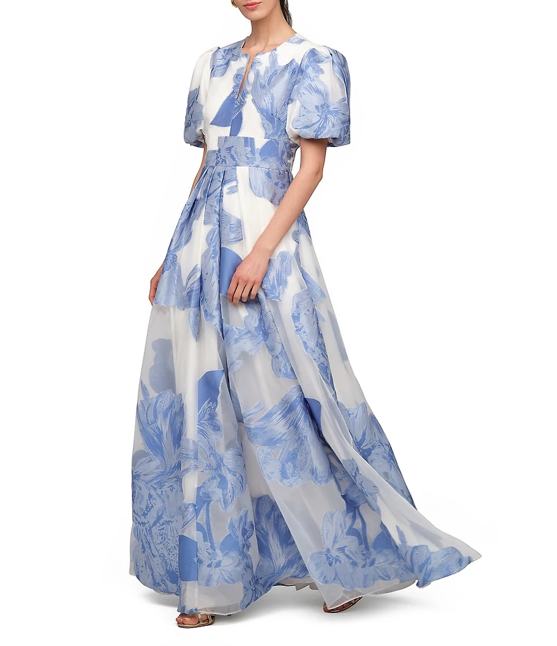 Kay Unger Olena Floral Organza Gown