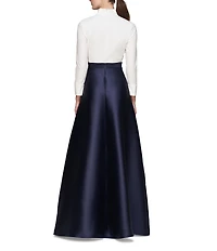 Kay Unger Phoebe Long Sleeve Collar A Line Gown