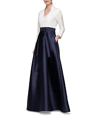 Kay Unger Phoebe Long Sleeve Collar A Line Gown