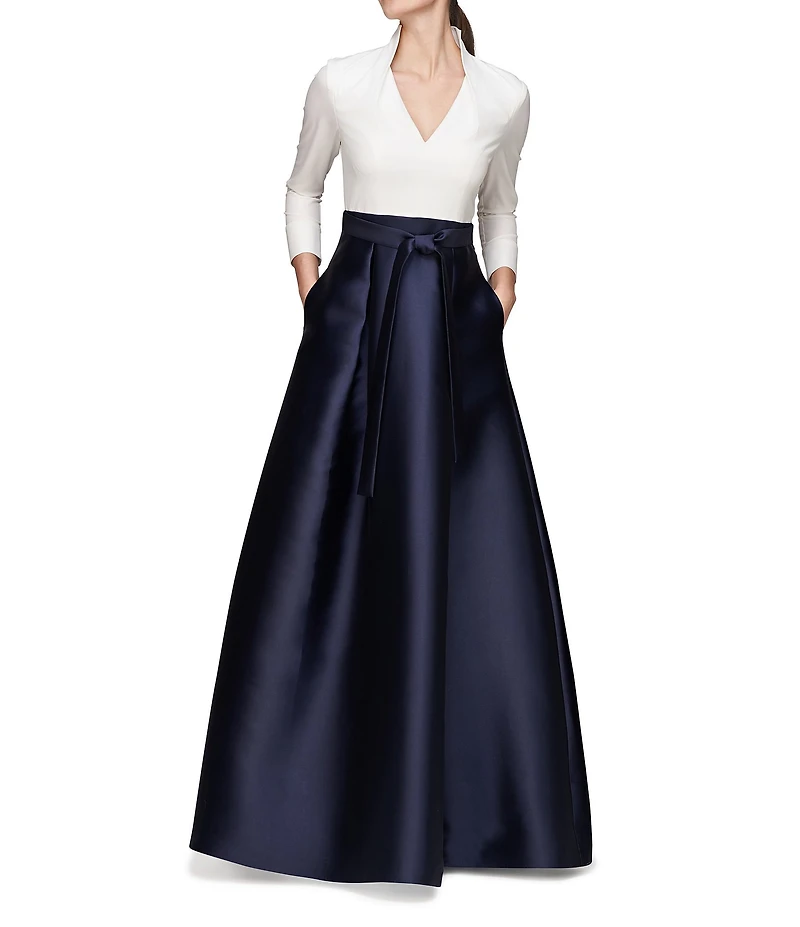 Kay Unger Phoebe Long Sleeve Collar A Line Gown