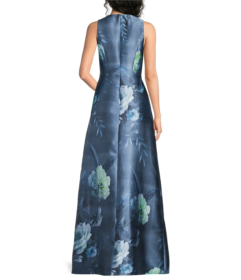 Kay Unger Printed Mikado A Line Gown
