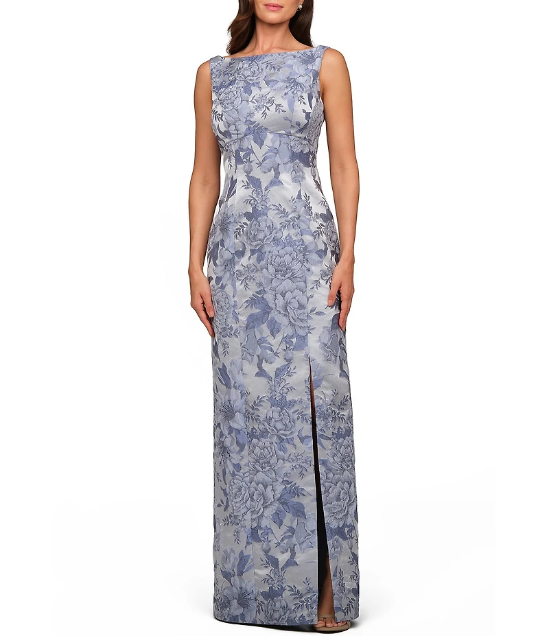 Kay Unger Sleeveless Jacquard Column Gown