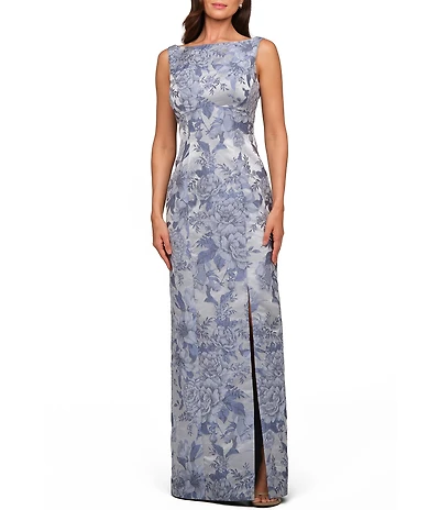 Kay Unger Sleeveless Jacquard Column Gown