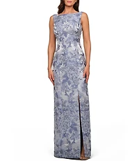 Kay Unger Sleeveless Jacquard Column Gown