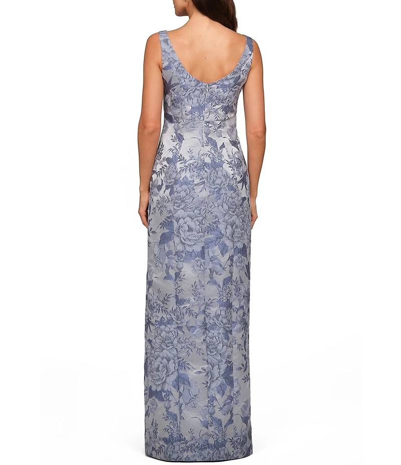 Kay Unger Sleeveless Jacquard Column Gown