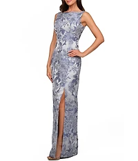 Kay Unger Sleeveless Jacquard Column Gown