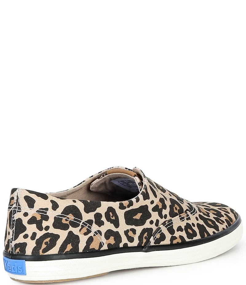 Keds Champion Round Toe Slip On Leopard Print Canvas Sneakers