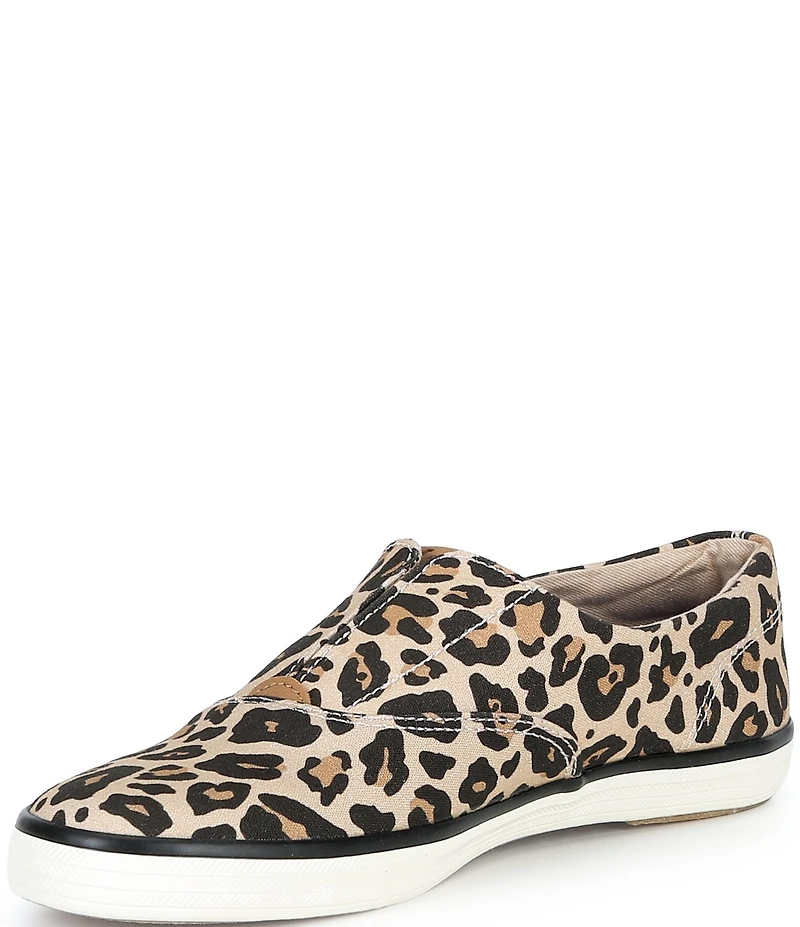 Keds Champion Round Toe Slip On Leopard Print Canvas Sneakers