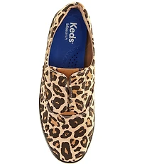 Keds Champion Round Toe Slip On Leopard Print Canvas Sneakers