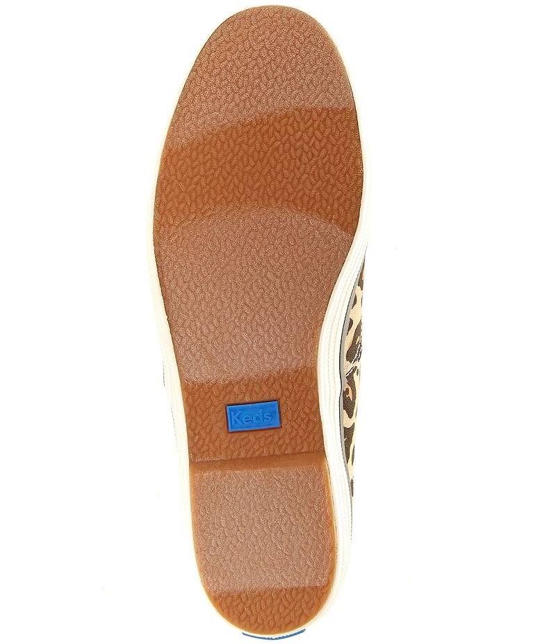 Keds Champion Round Toe Slip On Leopard Print Canvas Sneakers