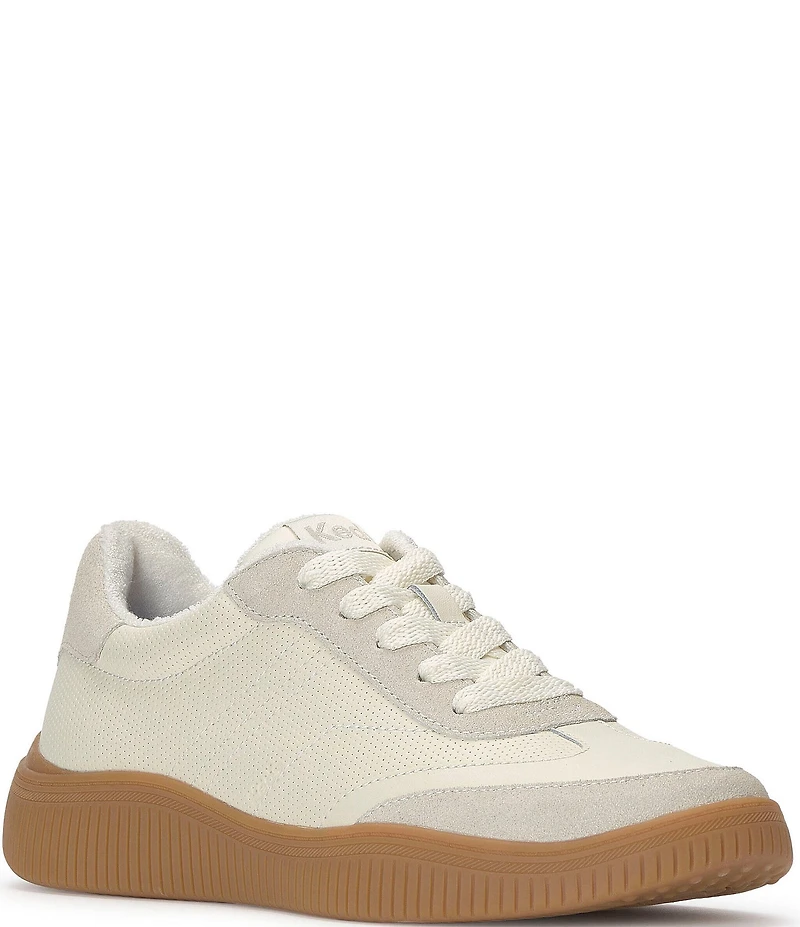 Keds Contest Perforated Leather and Suede Lace Up Sneakers