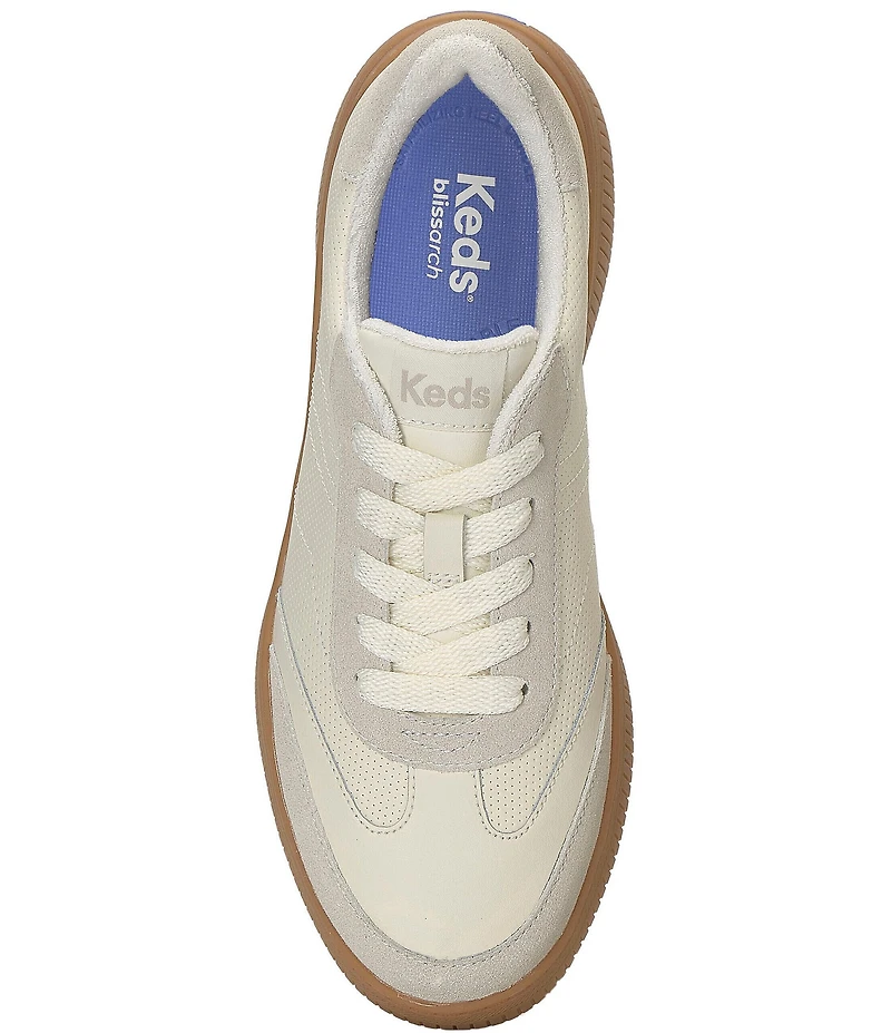 Keds Contest Perforated Leather and Suede Lace Up Sneakers