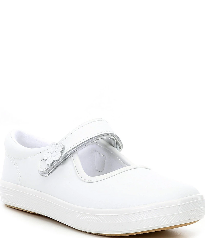 Keds Girls' Ella Leather Flower Ornamented Mary Jane Flats (Infant)