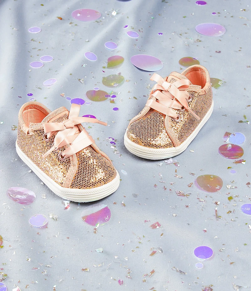 Keds Girls' Kickstart Celebrations Sparkle Alternative Closure Sneaker Crib Shoes (Infant)