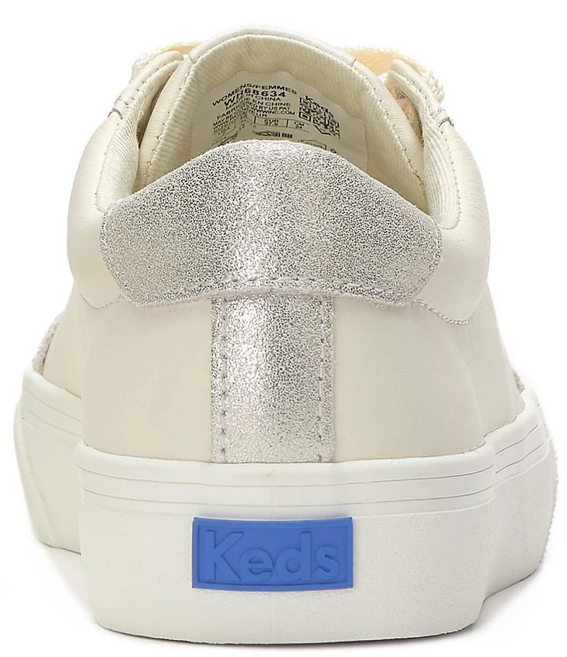 Keds Jump Kick T-Toe Leather Glitter Accent Platform Sneakers