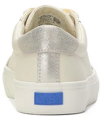 Keds Jump Kick T-Toe Leather Glitter Accent Platform Sneakers