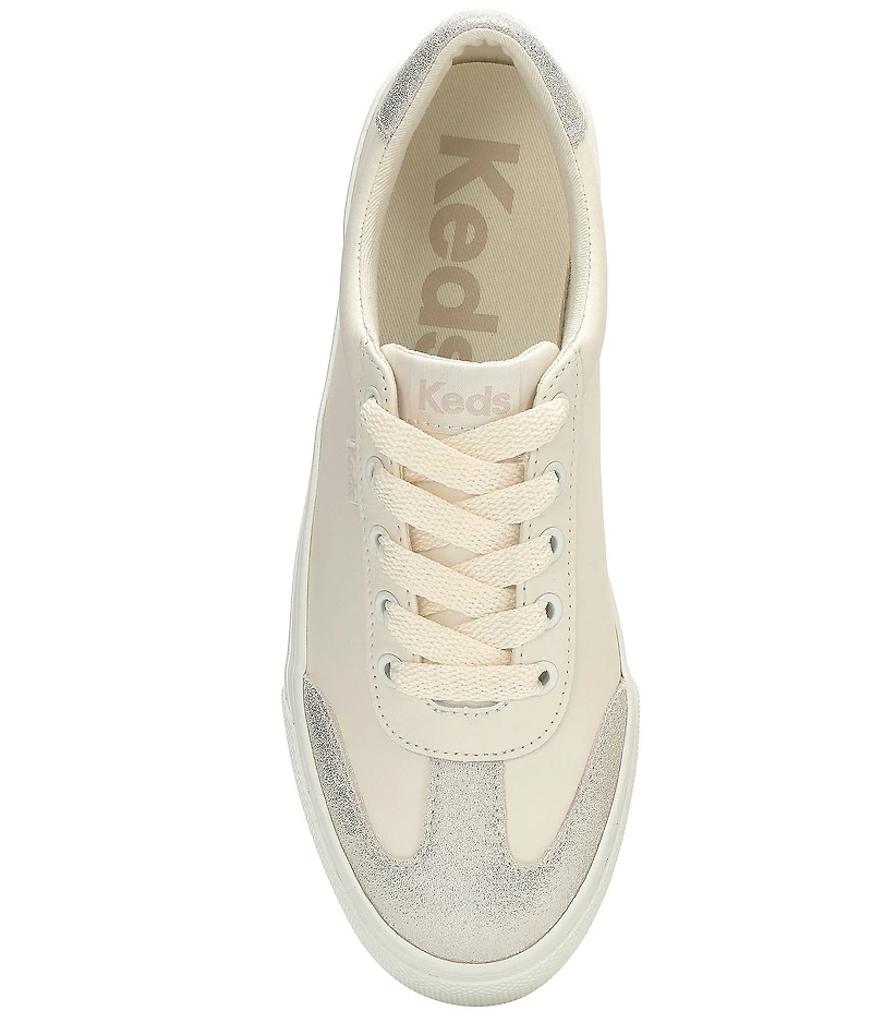 Keds Jump Kick T-Toe Leather Glitter Accent Platform Sneakers