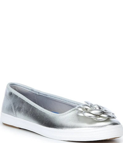 Keds Maisie Metallic Leather Flower Applique Ballet Flats