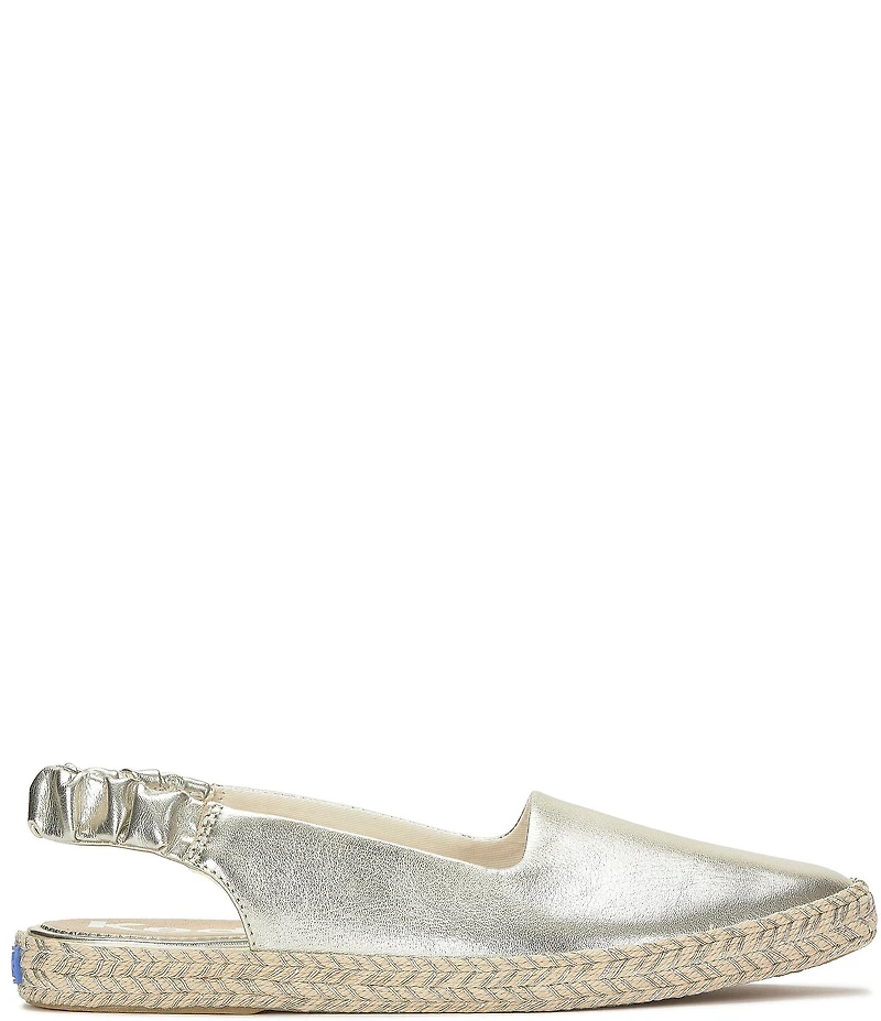 Keds Point Metallic Leather Espadrille Slingback Slip On Flats