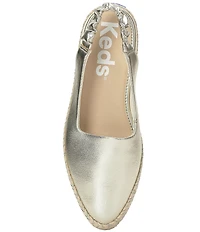 Keds Point Metallic Leather Espadrille Slingback Slip On Flats