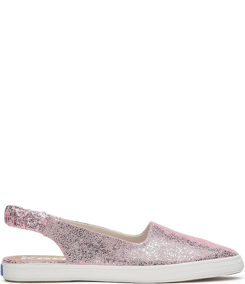 Keds Point Slingback Distressed Metallic Leather Flats