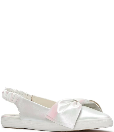 Keds Point Slingback Metallic Leather Bow Flats