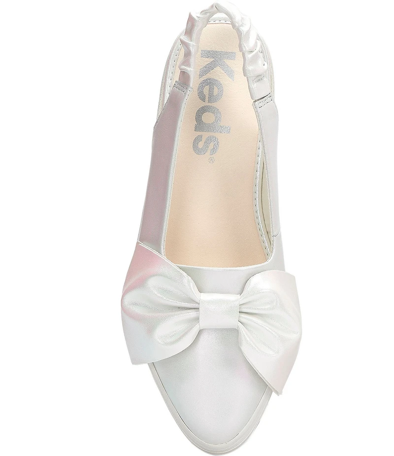 Keds Point Slingback Metallic Leather Bow Flats